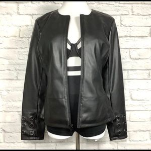 Faux Leather zip up jacket S NWT